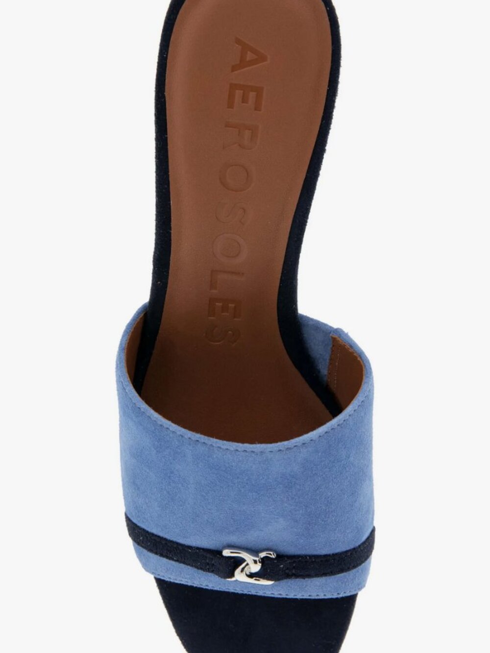 AEROSOLES Women's Gela Mule Heeled Sandal - Blue Jean Suede Size 6.5 NEW - Picture 5 of 7